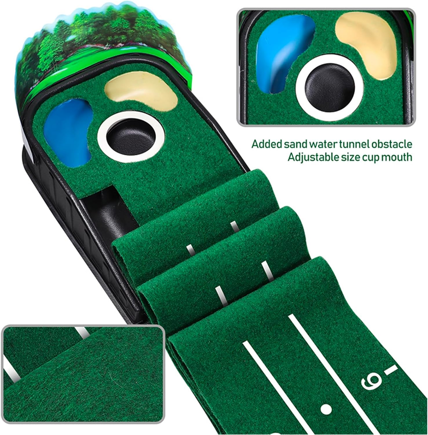 Golf Putting Mat Set with Return Track Indoor & Outdoor image number 2
