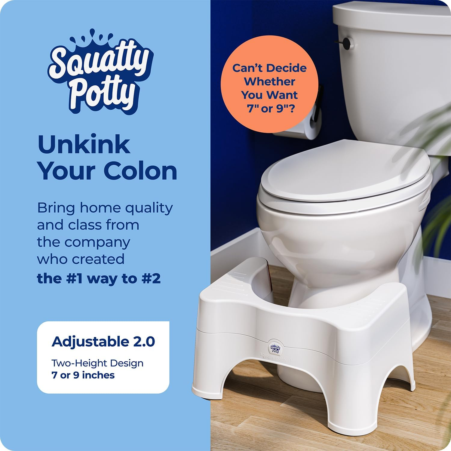 Squatty Potty Adjustable 2.0 Toilet Stool, 1.25 Kg image number 1