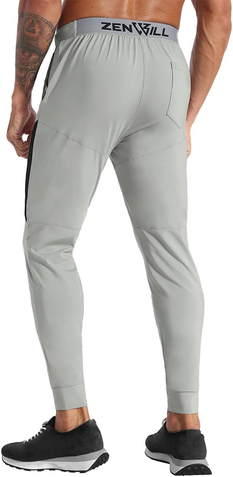 ZENWILL Men'S Lightweight Gym Track Pants,Mens Casual Athletic Workout Joggers Sweatpants with Zip Pockets image number 3