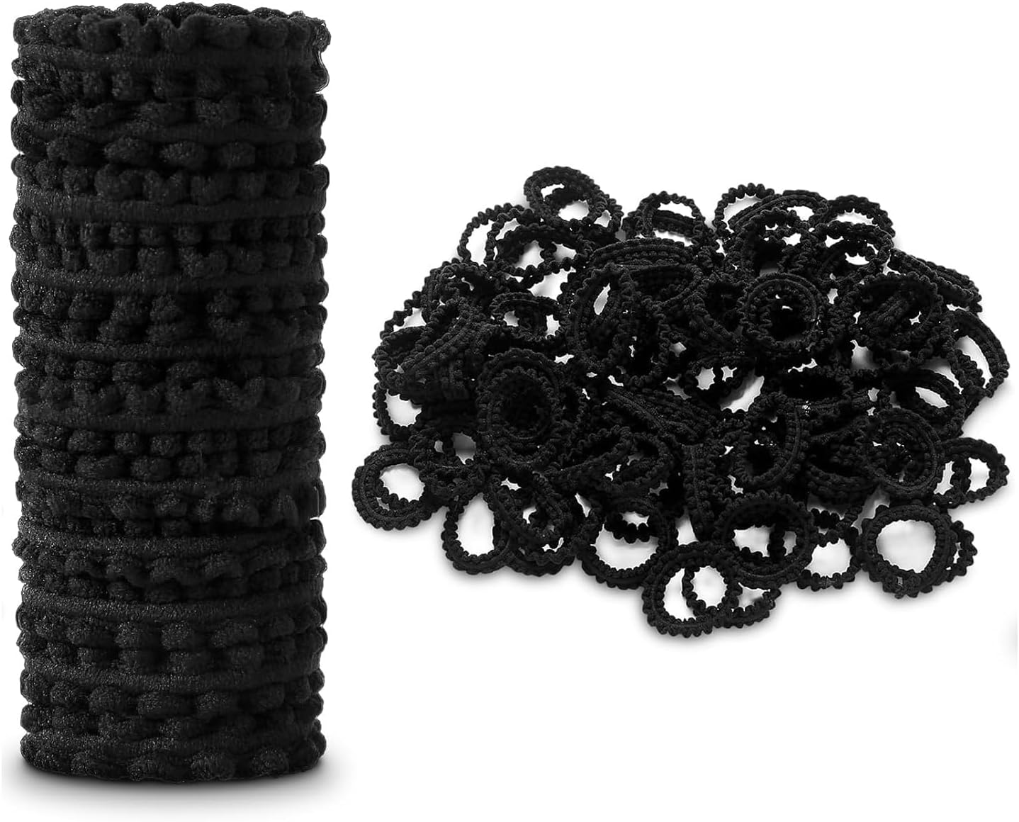 Hair Bobbles Girls, Suiyeejan Baby Elastic Hair Ties, Mini Seamless Hair Bands, Hair Band, Baby Multicoloured Soft Cable Scrunchie for Girls, Children, Toddlers (Black, Pack of 50) image number 6