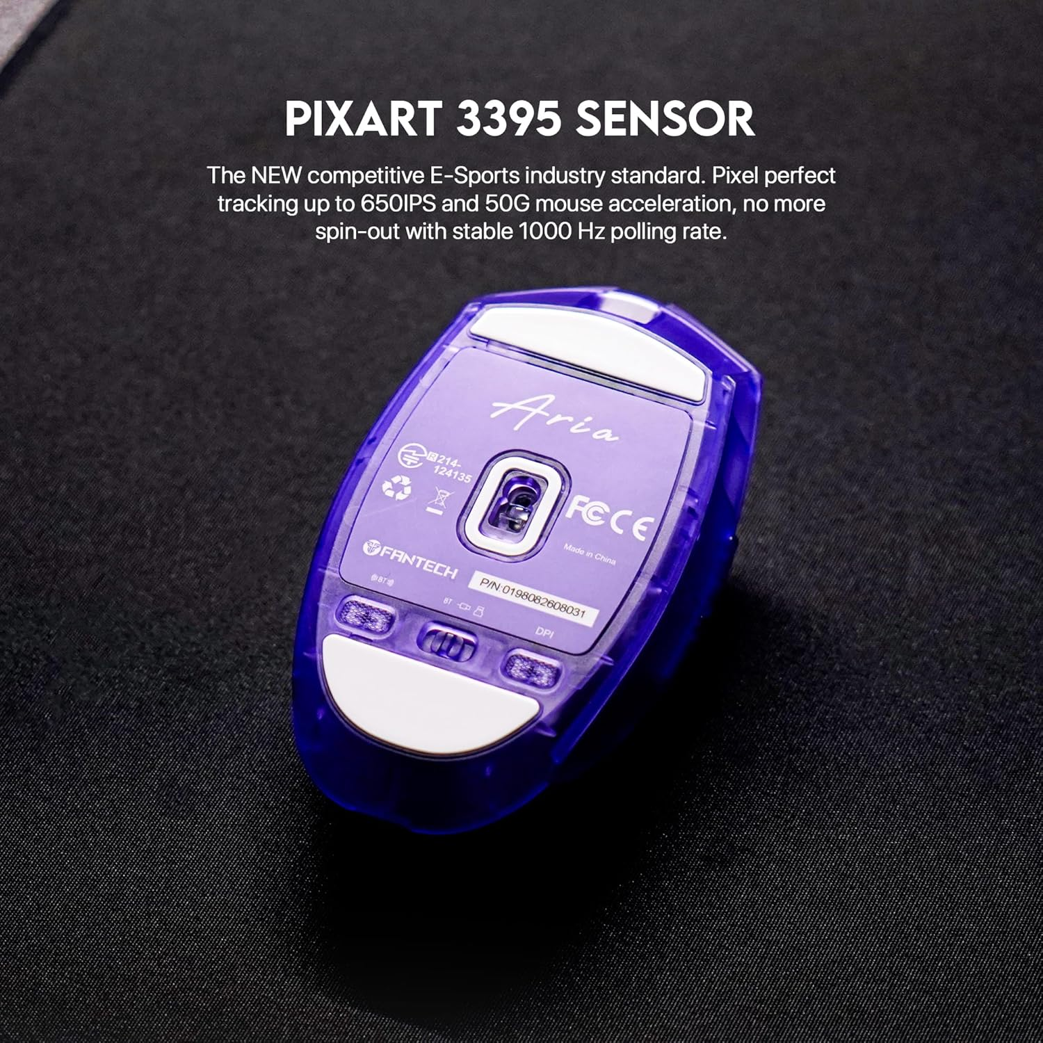 Fantech Aria XD7 Atomic Wireless Gaming Mouse, Tri-Mode Connection Pixart 3395 Gaming Sensor 26000 DPI, HUANO Switches, 59 Grams Lightweight Ambidextrous Egg Shape for PC & Laptop - Purple image number 2