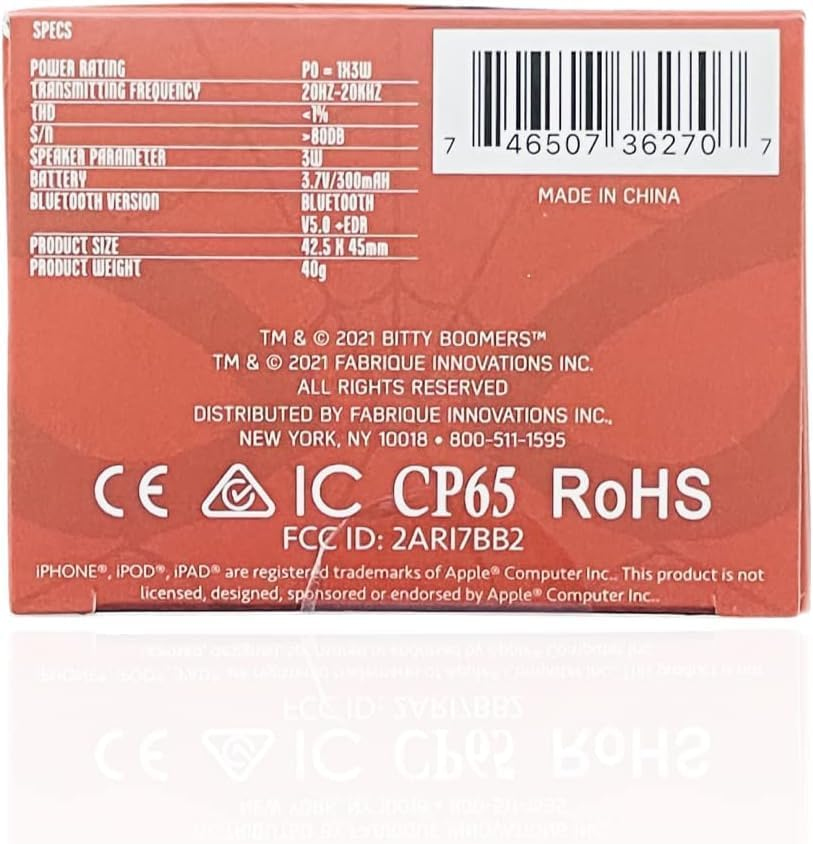 Bitty Boomers Marvel Spiderman Miles Morales Mini Bluetooth Speaker - Portable 3W Wireless Speaker with 9M Range, 4Hrs+ Battery & Stereo Pairing - for Kids, Travel & Spider Verse Fans