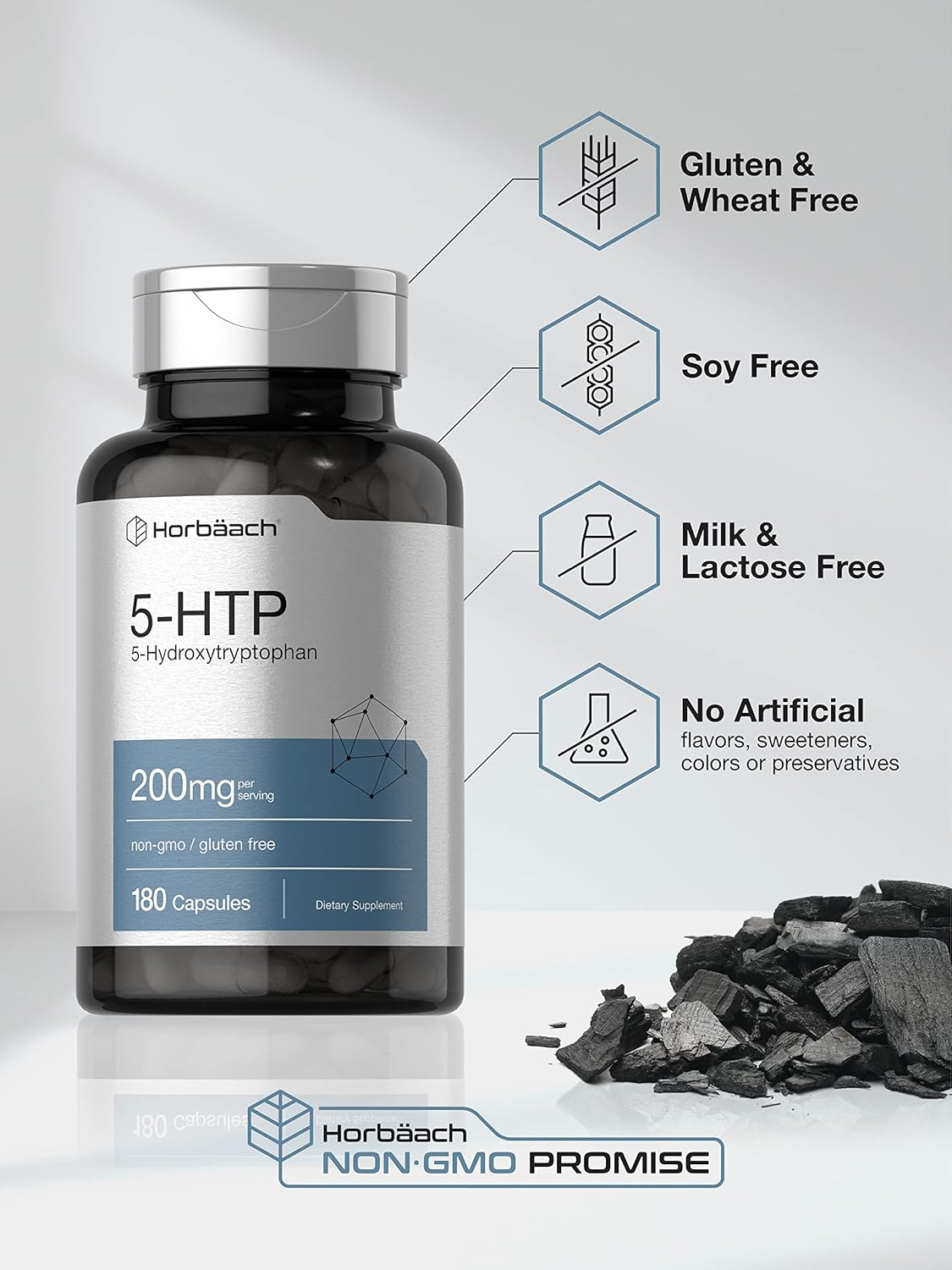 5HTP 200Mg Capsules | 180 Capsules | Griffonia Simplicifolia | 5HTP Extra Strength Supplement | Non-Gmo, Gluten Free | 5 Hydroxytryptophan | by Horbaach image number 4