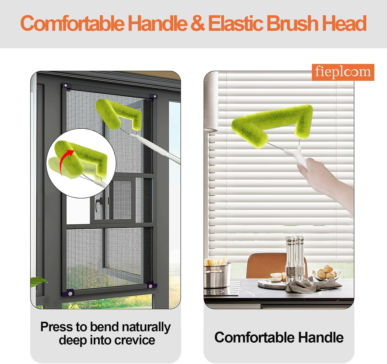 Window Screen Cleaning Brush with 62In Extension Pole, Innovative Fibre Mesh Screen Cleaner for Window Mesh, Patio Screens, Screen Doors, Pool Cage & Fence - Dry or Wet Use image number 5