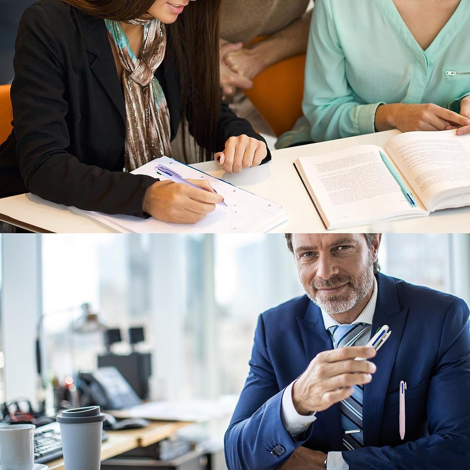 12 PCS Multicolor Ballpoint Pen Set, 4 Colour Retractable Ball Pens, 4 In-1 Pen Multi Colored, Colored Pens Medium Point for Nurse Planner Students Gifts, Pastel Gel Ink Pens Smooth Writing image number 2