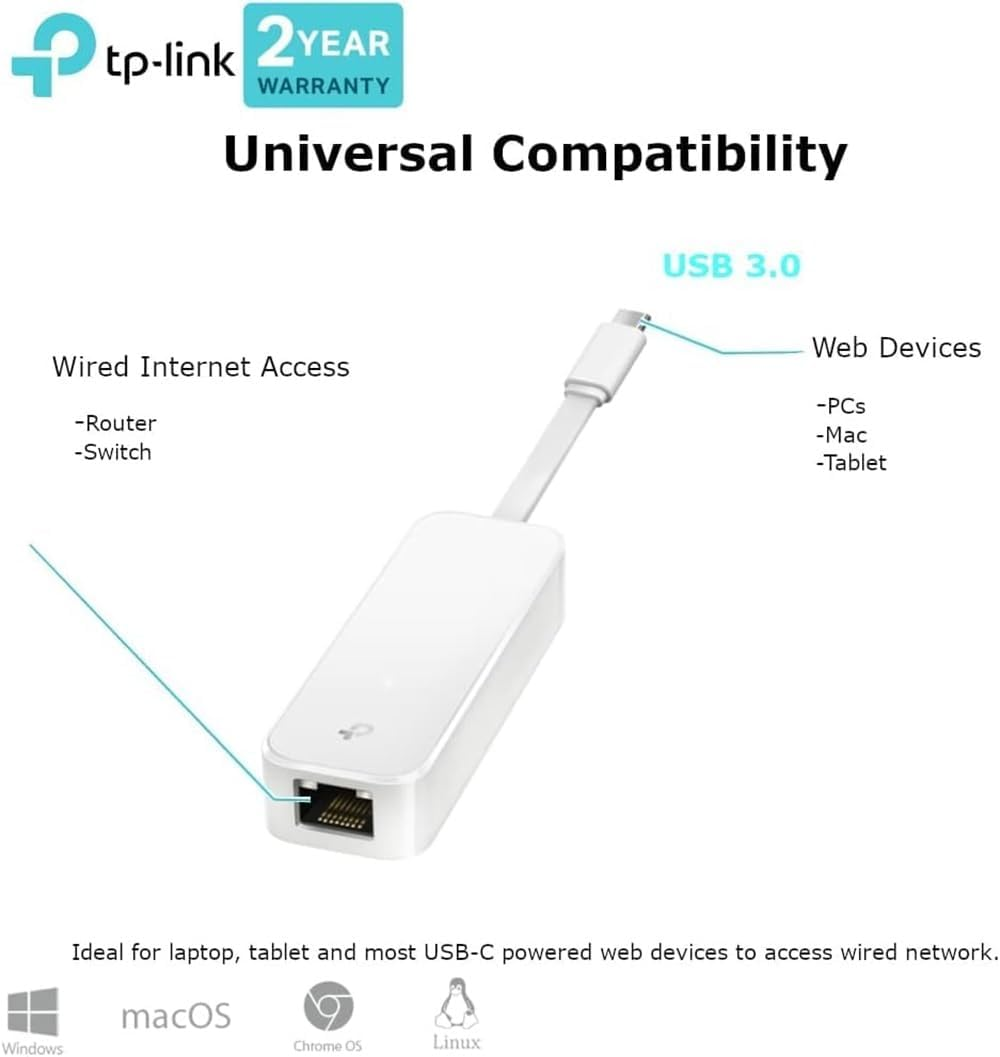 TP-LINK UE300C USB Type-C to RJ45 Gigabit Ethernet Network Adapter (UK Version) image number 5