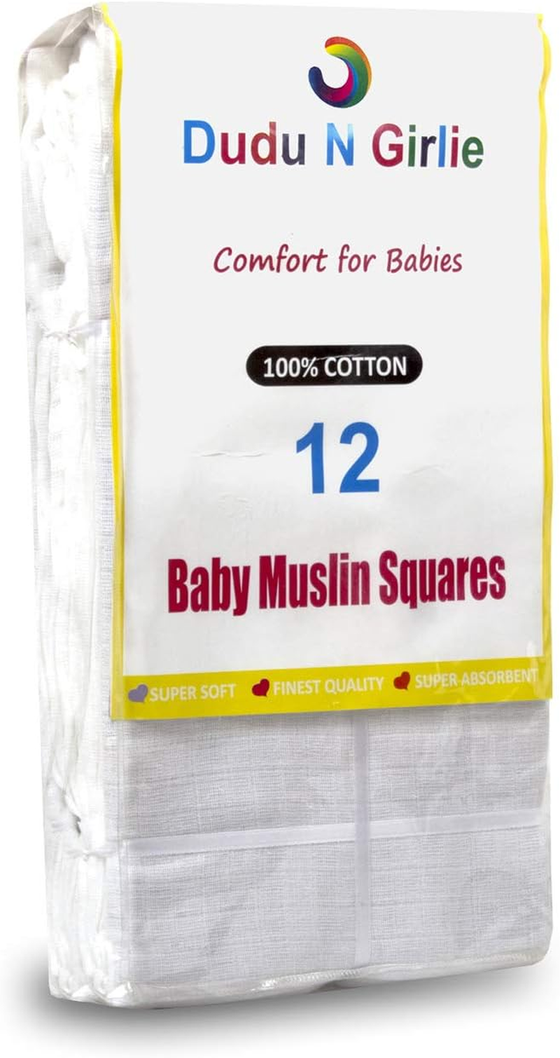 Dudu N Girlie 100 Percent Cotton Baby Muslin Squares, 72 Cm X 72 Cm, 12-Piece, White - Mint image number 2