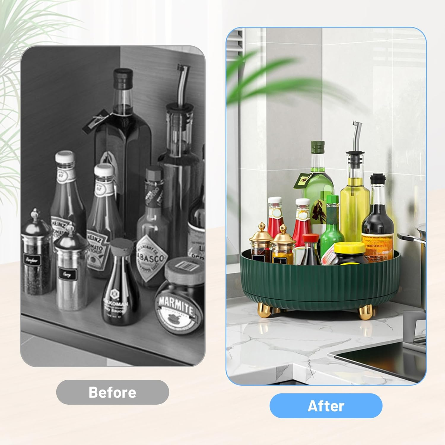 Lacusmall Rotating Makeup Organiser, 360 Rotating Organiser Spinner Tray, Rotating Lazy Susan Organizer Is Perfect for Optimizing Storage in Bedroom Dresser or Vanity Countertop, Green - Orange image number 5