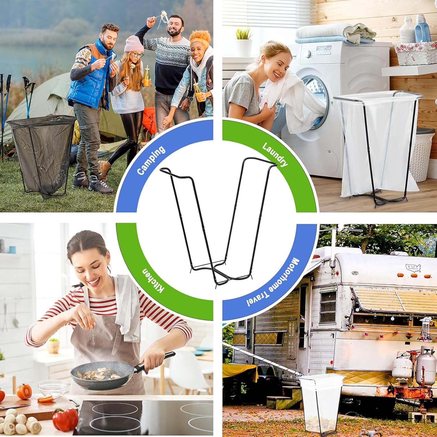 Garden Trash Bag Holder,Outdoor Trash Bag Holder Stand,Outdoor Metal Leaf Bag Holder Stand,Multifunctional Garbage Bag Holder,Outdoor Camping Garbage Bag Holder for Yard Home Weeding image number 2