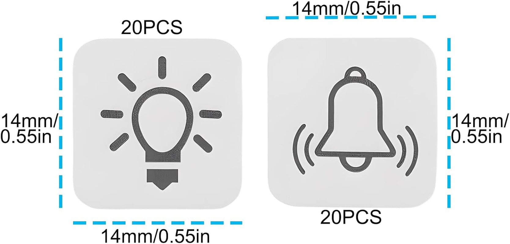 VGOL 40Pcs Transparent Switch Sticker Set Bells Stickers Light Symbol Stickers 14X14Mm for Outdoor Indoor Switch image number 6