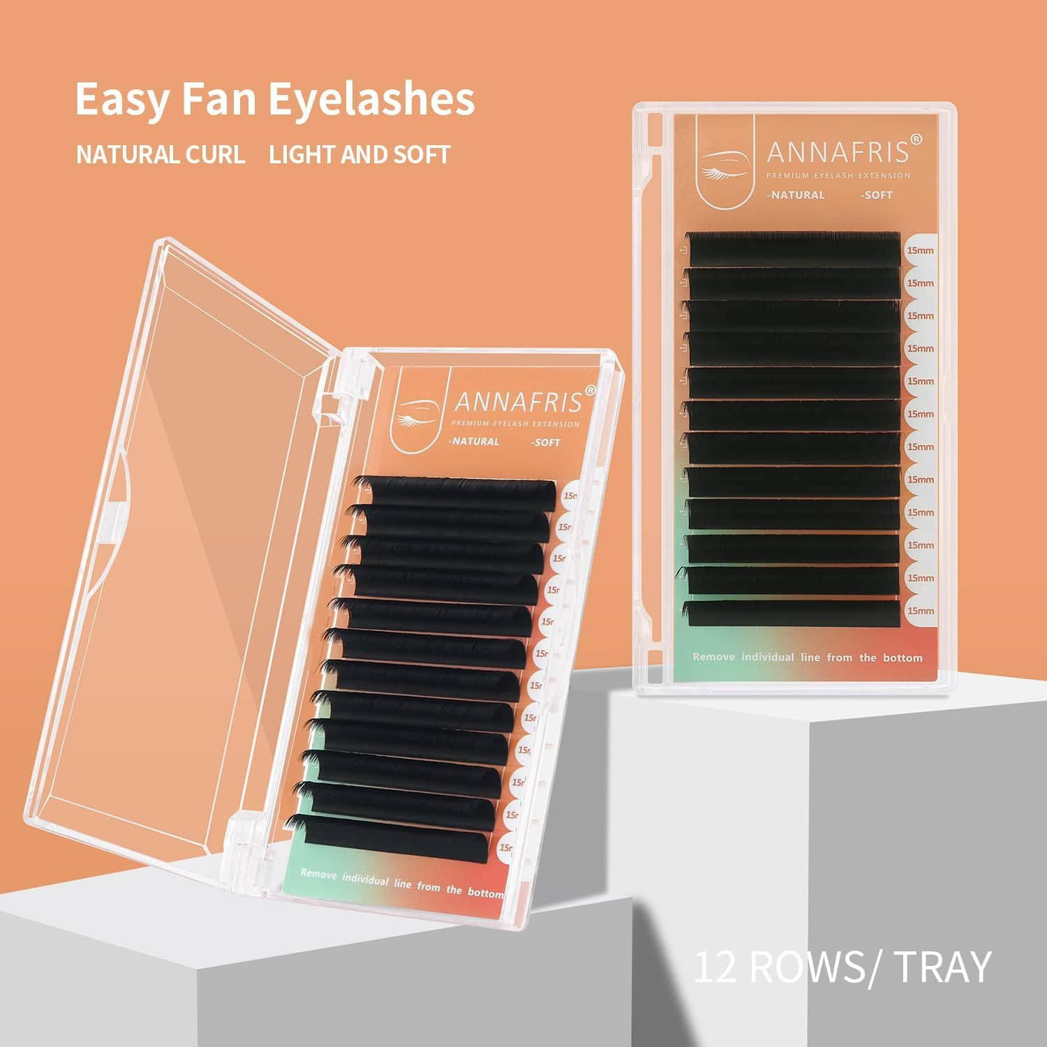 Easy Fan Eyelash Extension Automatic 1S Flowering 0.07 C Curl 14Mm Individual False Lashes Natural Soft Matte Black Volume Lash Extensions Supplies (0.07 C, 14Mm) image number 1