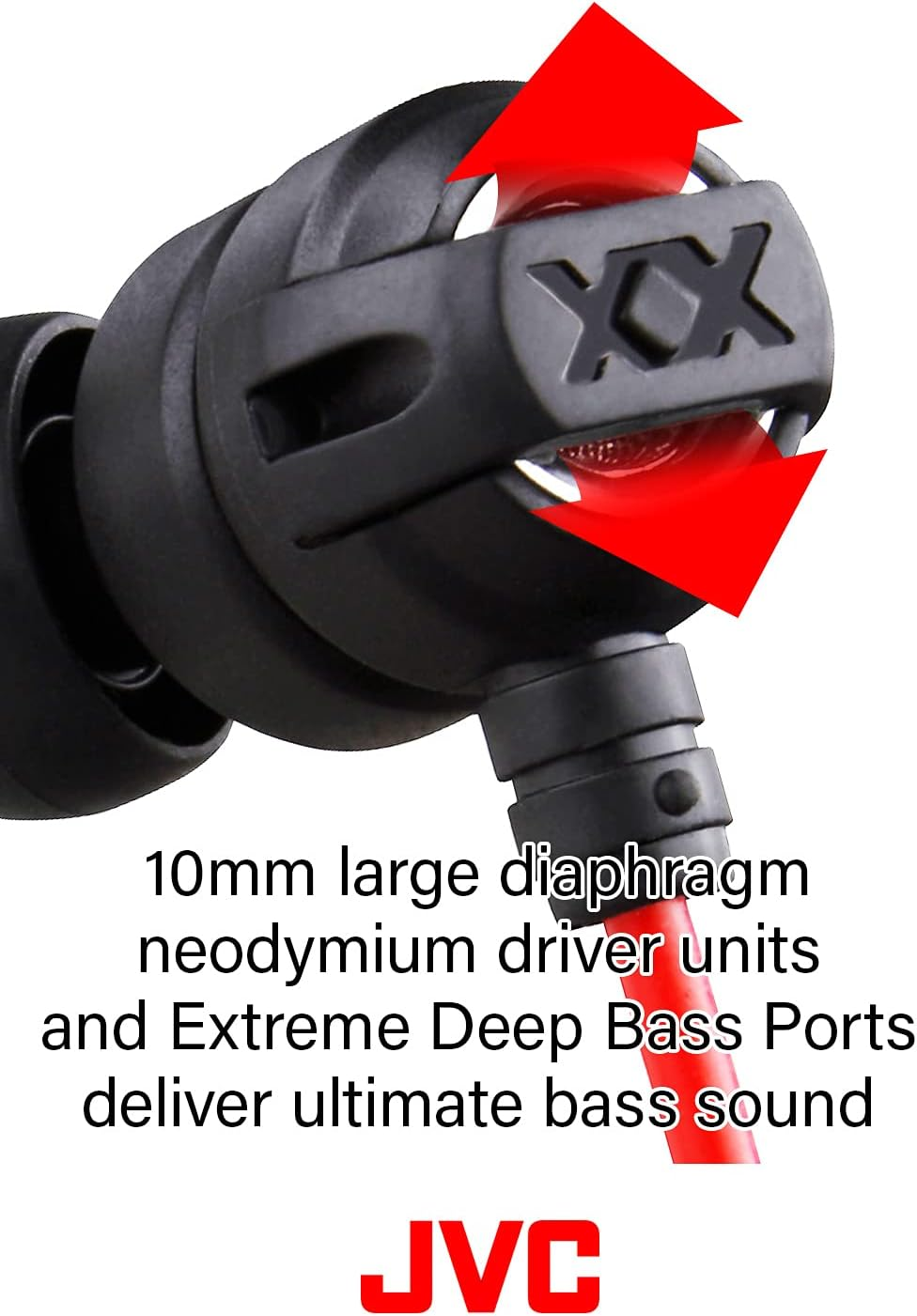JVC HAFX1X Headphone Xtreme-Xplosivs,Black, Red image number 1