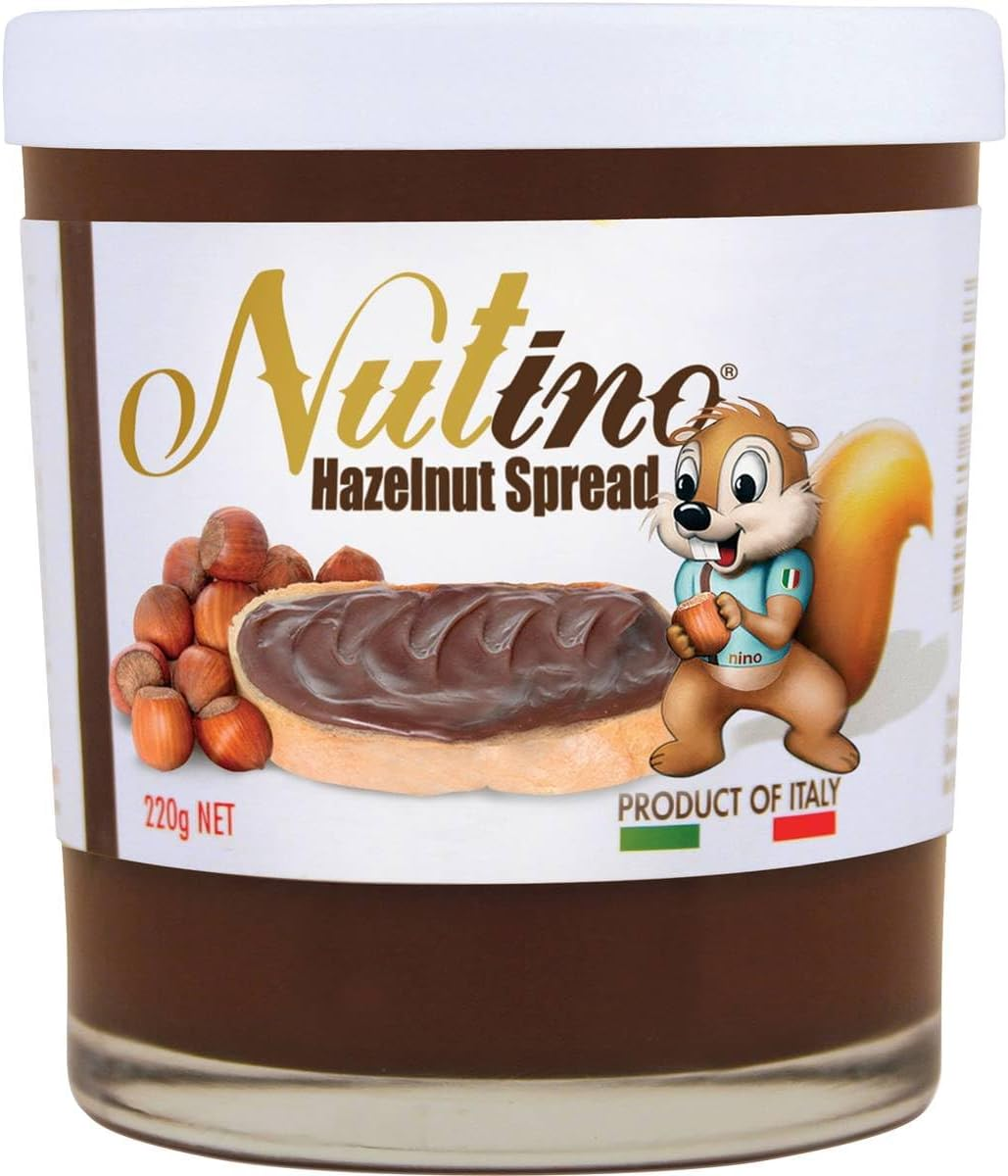 Nutino Premium Italian Chocolate Hazelnut Spread. No Artificial Colours or Preservatives. Perfect for Toast, Pizza, Ice Cream, Cakes, Croissants, Sandwiches, Milk and Fruit - 220G