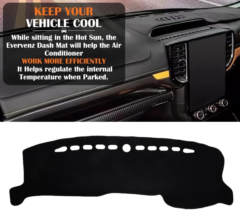 Evervenz Dash Mat for Ford Everest 2022 2023 2024 Flannel（Without HUD） Dash Cover Dashboard Cover Ever01 image number 1