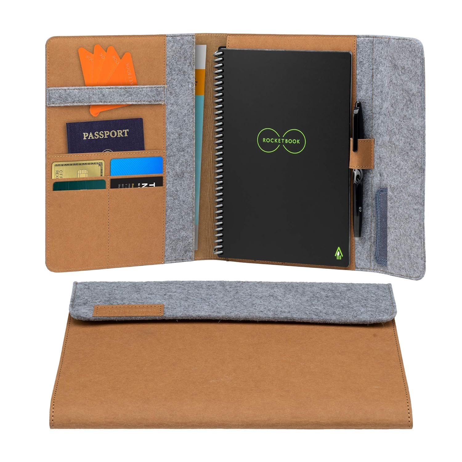 Rocketbook Smart Notebook Folio Cover - 100% Recyclable, Biodegradable Cover with Pen Holder, Magnetic Clasp & Inner Storage - Mars Sand Tan, Executive Size (6" X 8.8") image number 5