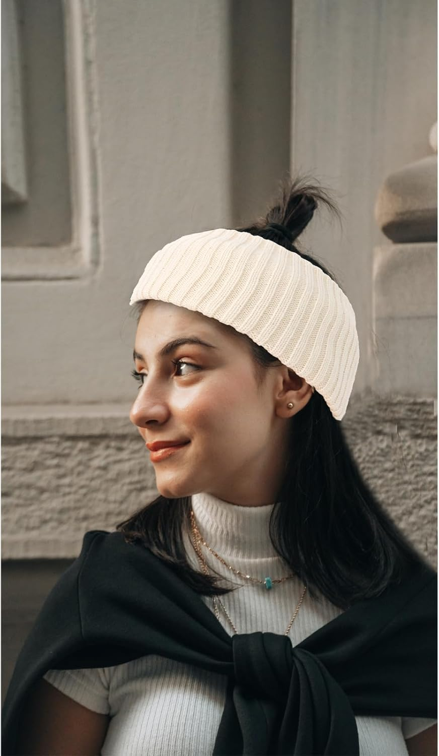 YISSION Winter Headbands for Women Non Slip Wide Headbands Thick Knit Head Bands Black White Headband Soft Ear Warmer Hairbands Hair Accessories for Women Girls