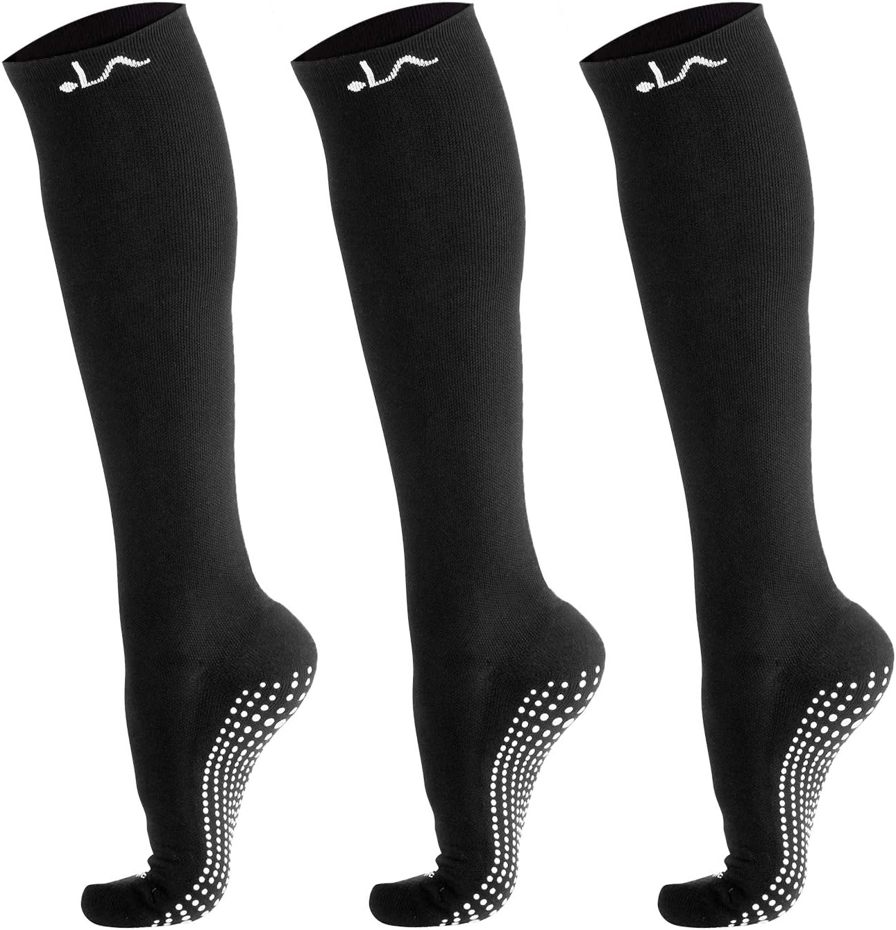 LA Active Non-Slip Compression Socks - 20-30Mmhg - Knee-High anti Skid Stockings for Women & Men