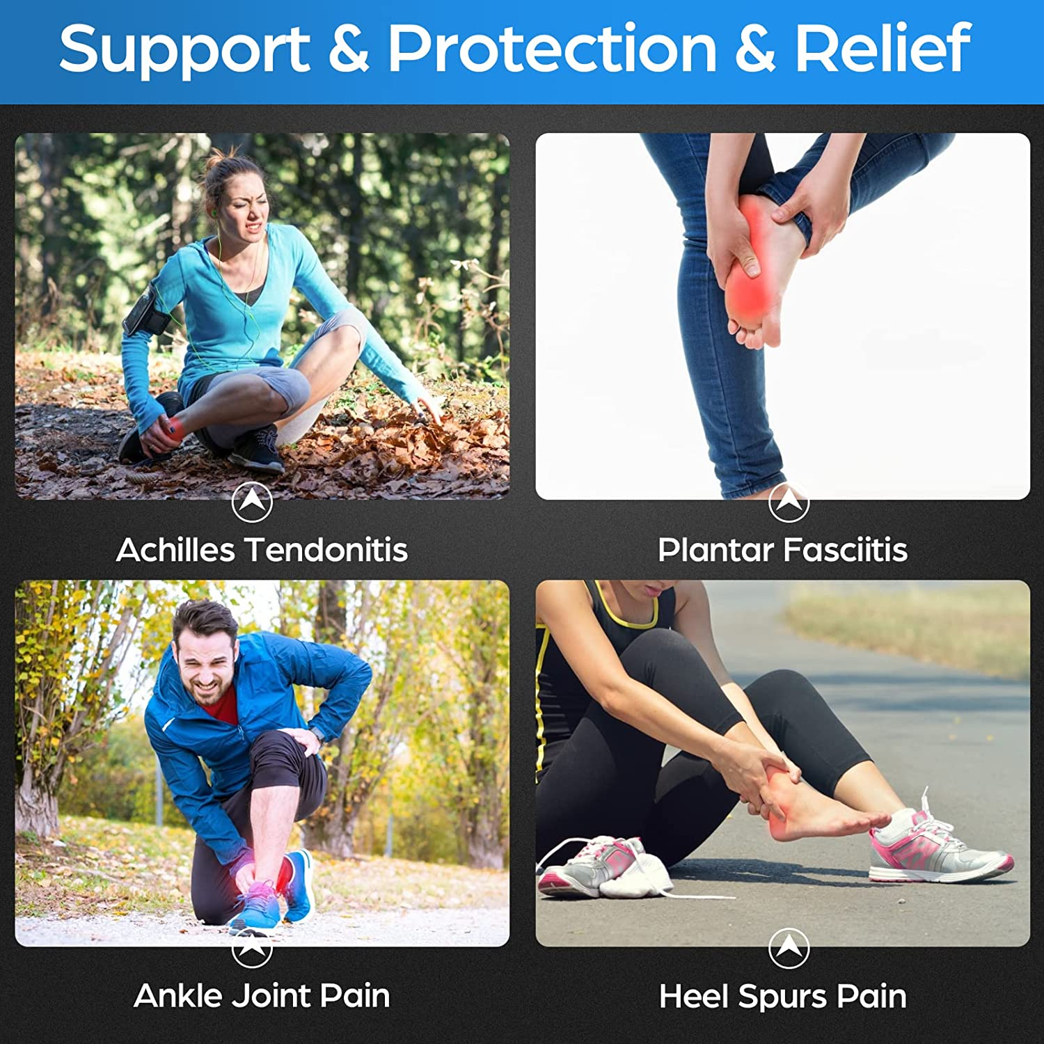 NEENCA Ankle Brace for Pain Relief, 2 Pack Compression Ankle Sleeves Set. Ankle Support Stabilizer for Achilles Tendonitis, Plantar Fasciitis, Joint Pain, Swelling, Arthritis, Sport - FSA/HSA Approved image number 2