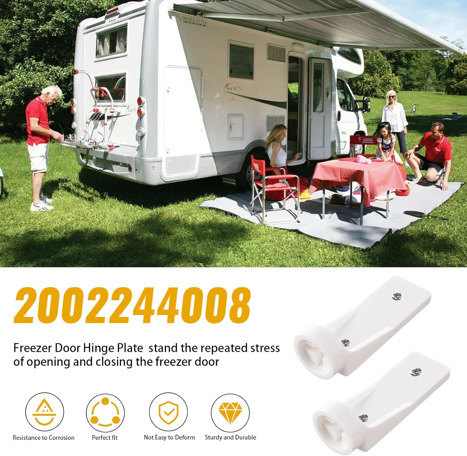 Freezer Door Hinge Plate for Dometic Refrigerator, 2002244008 Ensure Freezer Door Functions Properly, Suitable for Dometic/Electrolux & Other Rv/Camper/Trailer 2 & 3- Way Refrigerator (2 Pack) image number 1