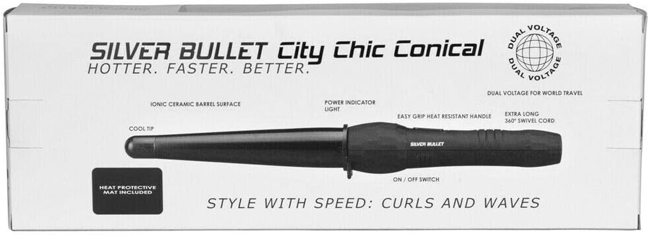 Silver Bullet City Chic Large Ceramic Conical Curling Iron, Black, 19Mm/ 32Mm image number 3