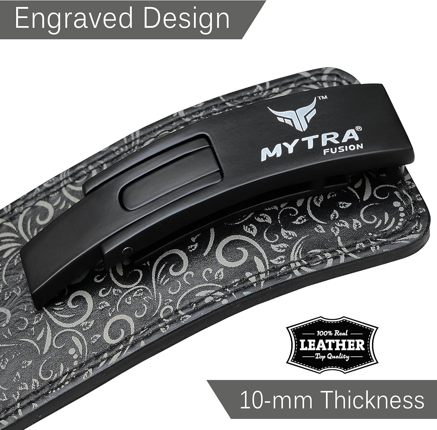 Mytra Fusion Weight Lifting Belt Power Lifting Belt Back Support Weight Lifting Belts for Men and Women 100% Leather Gym Belts for Weightlifting, Powerlifting, Strength Training, Squat image number 2