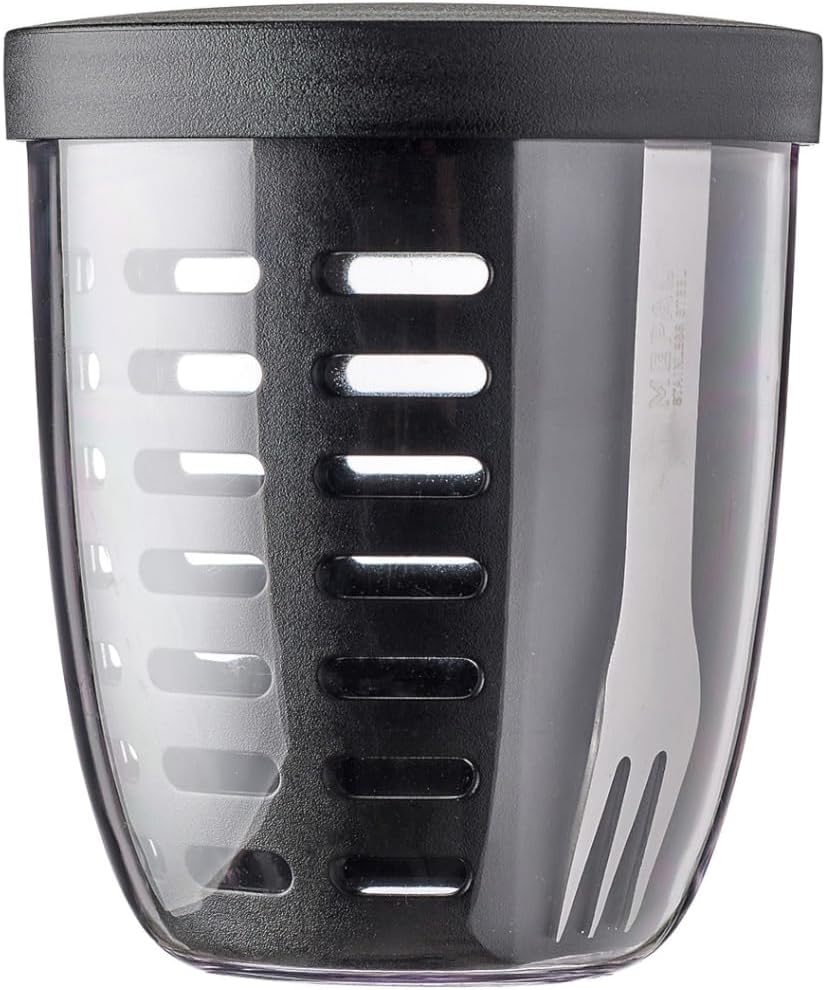 Mepal &ndash; Ellipse Fruit & Veggie Pot &ndash; Ideal for on the Go &ndash; Blue, 600 Ml &ndash; Includes Fork & Colander