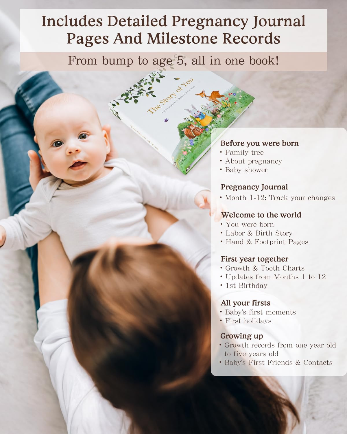 Baby Memory Book for Boy or Girl &ndash; First 5 Years Keepsake & Milestone Tracker &ndash; Pregnancy Journal & Baby Photo Album &ndash; Gender Neutral