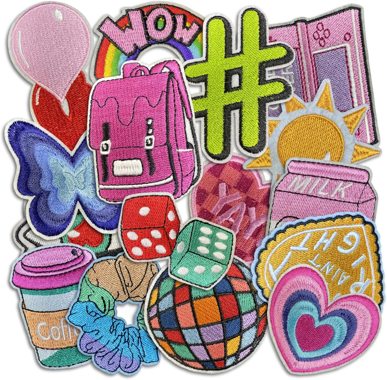 Trendy Patch, Fashion Iron on Patches, Cute DIY Sewing Decor Patches for Backpacks, Embroidery Applique Aesthetic Stuff for Clothing, Jackets, Jeans (Trendy4 16 Pcs) image number 1
