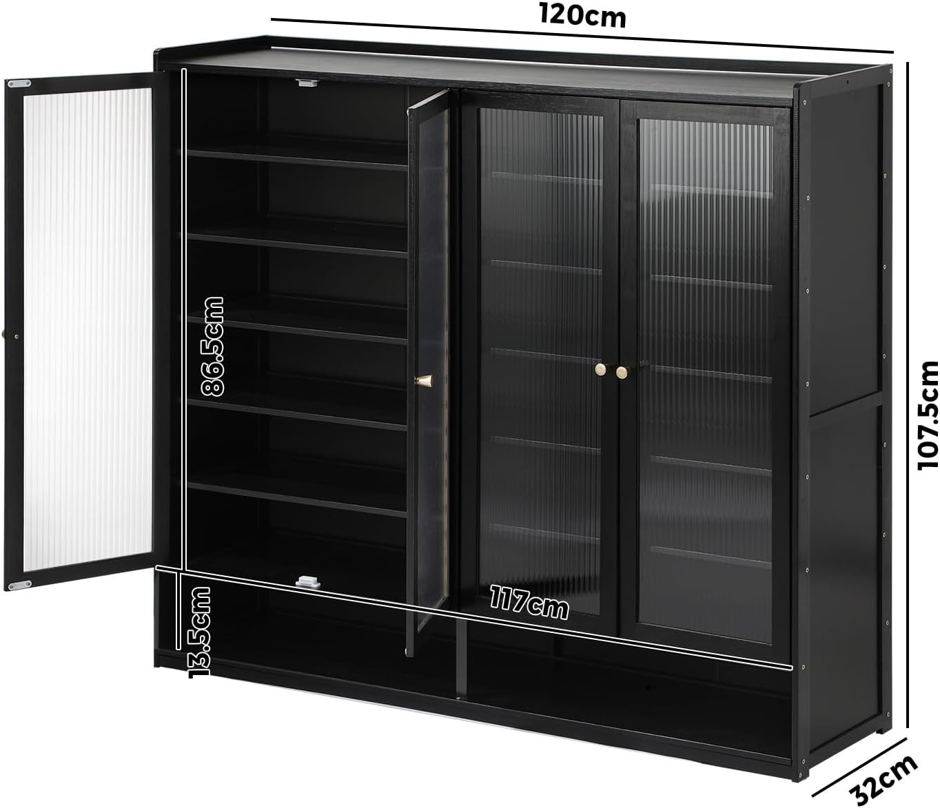 Oikiture Shoe Rack Cabinet 7-Tier Shoe Storage Cabinet with 4 Door and Open Shelf for Closet Hallway Bedroom Entryway