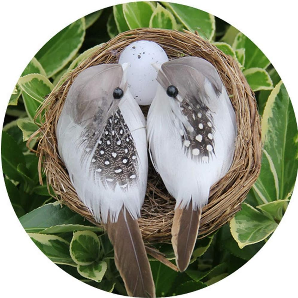 1Set Simulation Bird Nest with Bird and Eggs Decor,Fake Foam Feather Birds,Artificial Birds,For DIY Craft Tree Decoration Artificial Plants and Flowers,Home Decor image number 4
