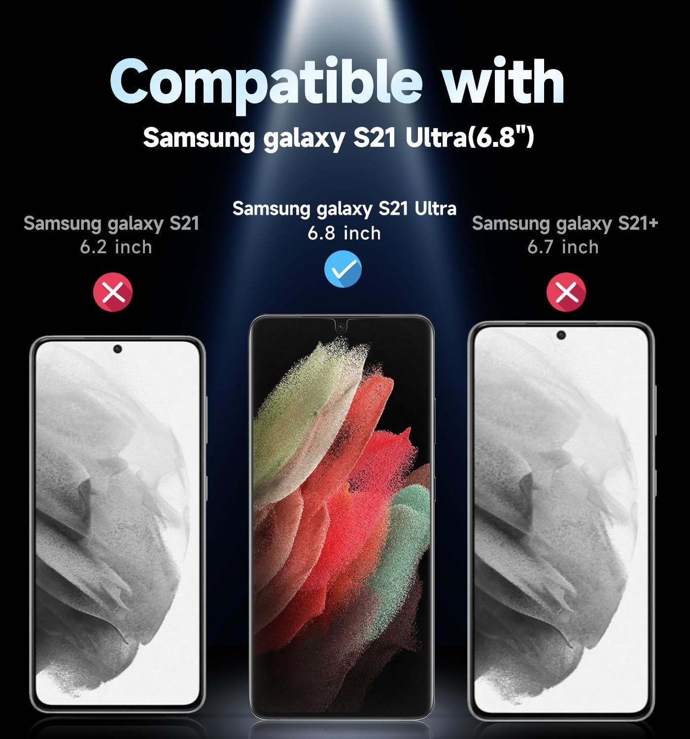 MAGIC JOHN 2 Pack Screen Protector for Samsung Galaxy S21 Ultra - PET Film, Fingerprint ID Compatible, Easy Installation, Shock-Resistant, 3D Curved, Bubble Free image number 4