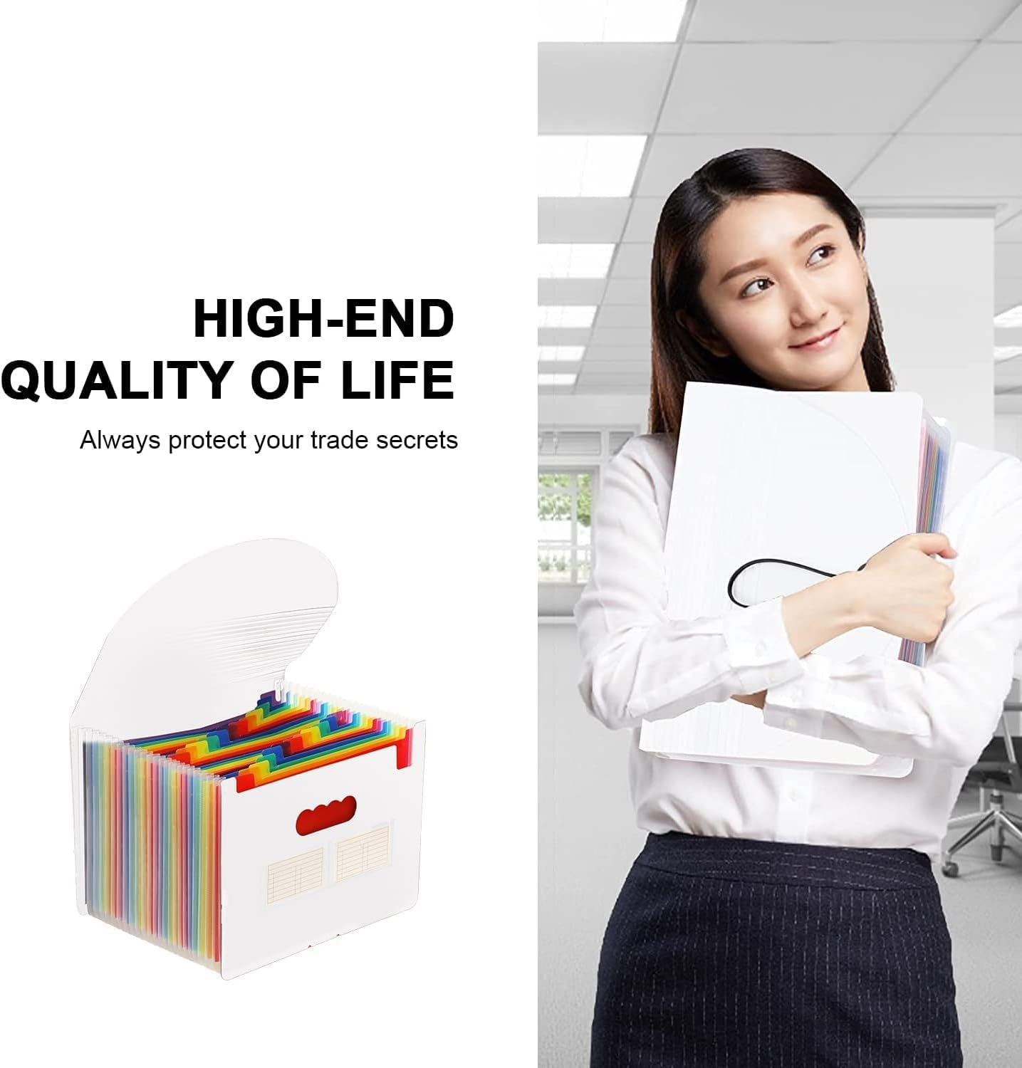 GIOD Accordion File Organizer, Expandable Folder with Cover 24 Pockets,Portable File Organizer Box with Color Labels to Store and Hold Documents,Tickets,Receipts,Cards,A4 Stationery Standard (White) image number 6