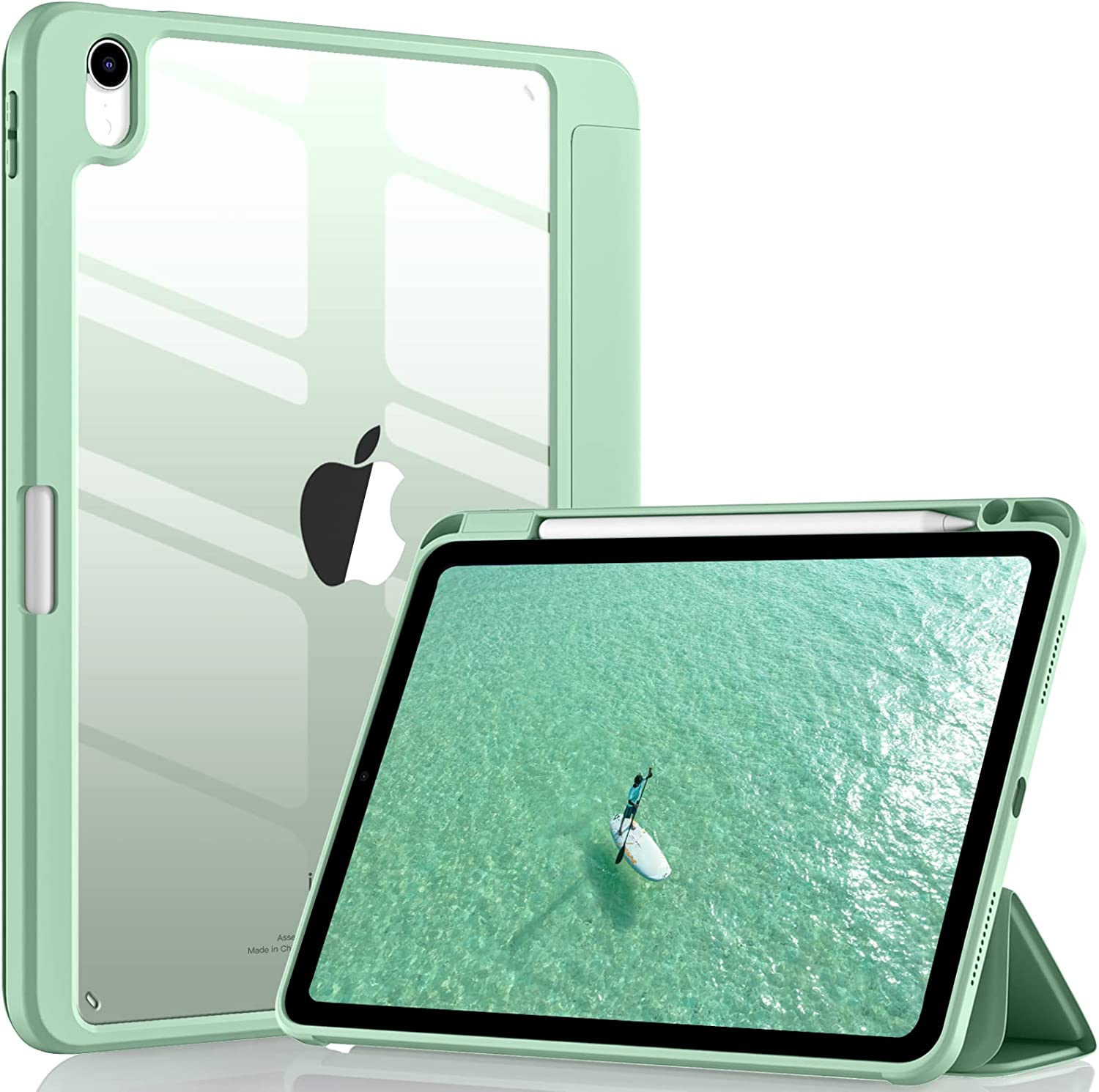 Witzon Compatible with Ipad Air 5Th Generation Case 2022 / Ipad Air 4Th 2020 Case with Pencil Holder, Clear Back Slim Stand Protective Smart Cover for Apple Ipad Air 5/4 10.9 Inch Cases, Starlight