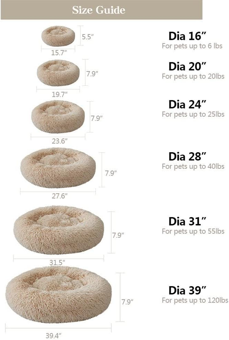 Baronhong Calming Dog Bed & Cat Bed,Anti-Anxiety Donut Dog Cuddler Bed,Warming Cozy Soft Dog round Bed,Fluffy Faux Fur Plush Dog Cat Cushion Bed for Small Medium Large Dogs and Cats(Blue,20") image number 6