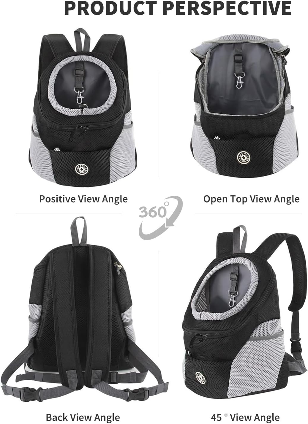 PETCUTE Dog Carrier Backpack, Adjustable Pet Backpack for Small Dogs and Cats, Padded Shoulder Strap, Waterproof Base, Breathable, Pet Front Pocket with Safety Hooks, for Hiking image number 6