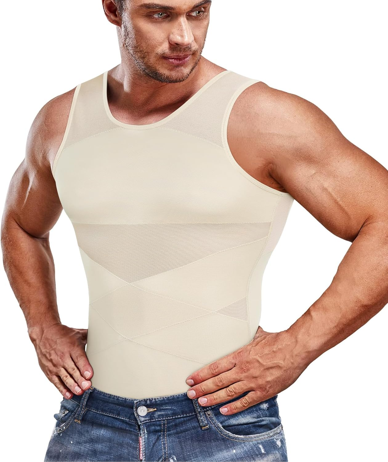 Compression Shirt for Men Slimming Undershirt Body Shaper Tank Top for Gynomastica Sleeveless Shapewear Vest Men