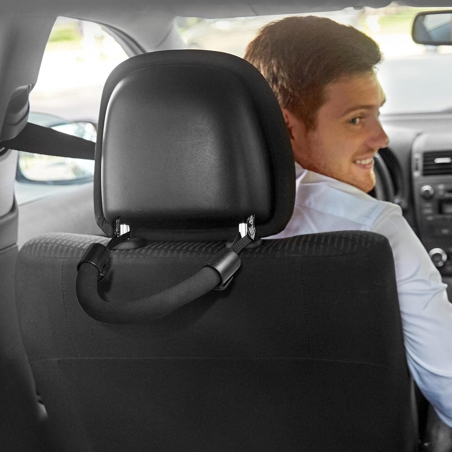 1Pcs Grab Handles for Elderly & Kids - Portable Assist Car Handle with Stable Safety Grip, 19.5/17.6/4.8 Inches Armrest Support for Vehicle, Chair & Mobility Aid (Black) image number 4