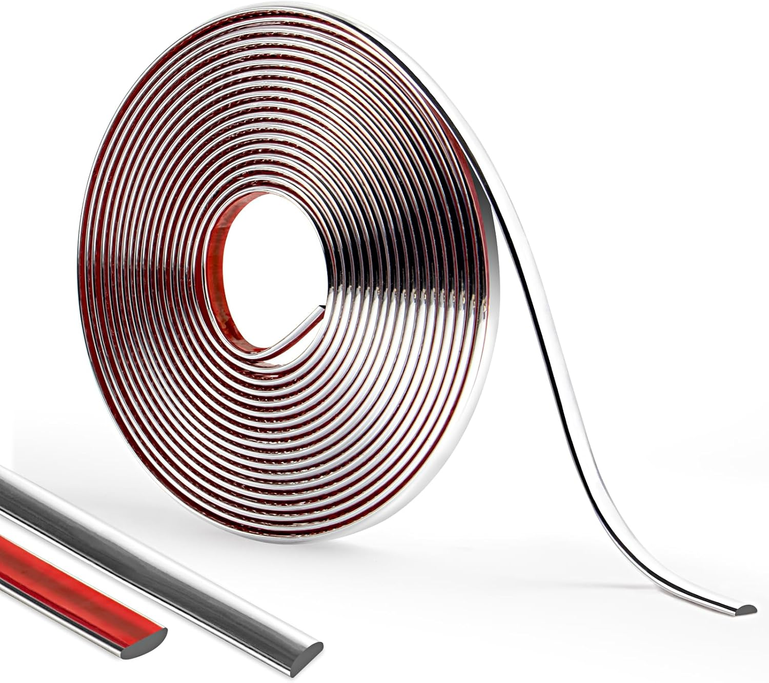 1000Cm Flexible Peel and Stick Moulding Trim Shiny,Self Adhesive Tile Trim Waterproof,Soft Edging Strip,Corner Trim Wall Trim for Wall,Mirror,Ceiling, Tile Edge, Door and Wardrobe（8Mm - Silver）