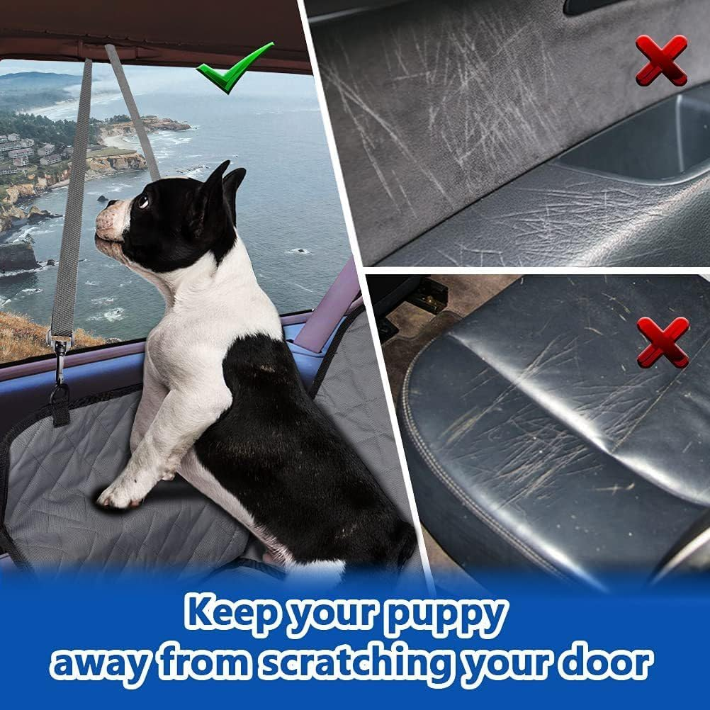 NEXORA Dog Car Seat Cover 7-In-1 Protection, Universal Fit for Cars & Suvs and Trucks Waterproof, Scratchproof & Non-Slip Pet Hammock for Back Seat with Mesh Window, Storage Pockets & Seat Belts Grey image number 2