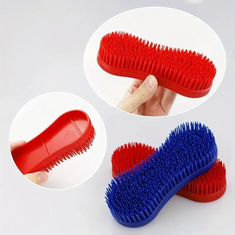 Magic Horse Brush, for Horse Grooming Kit W/Durable Plastic Bristles, Horse Brushes for Grooming, Removes Dirt, Sweat, Grime, Navy 2 Pcs (Red and Blue) image number 4