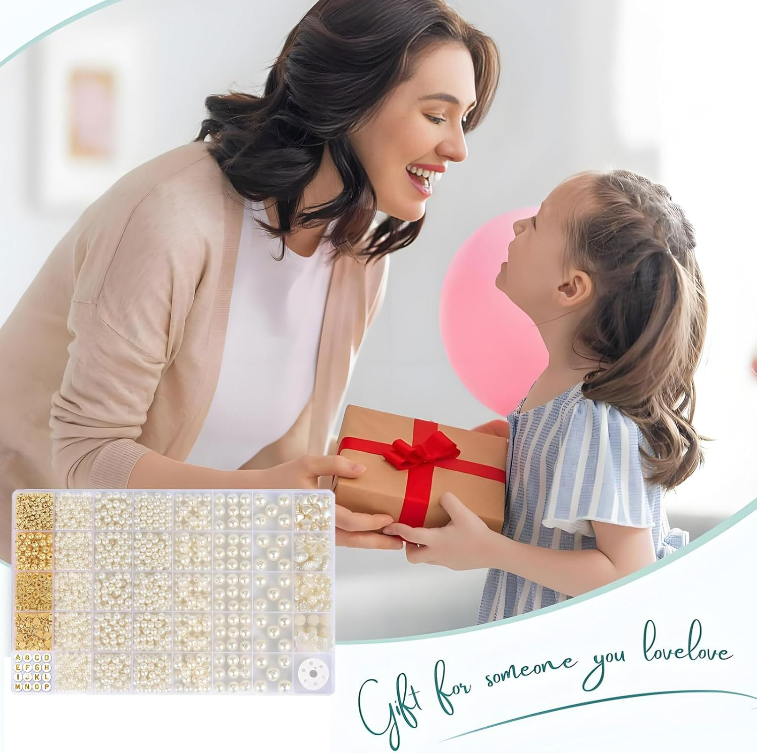 MYTOAU 1860Pcs Pearl Beads for Bracelets Making,Spacing Bead Set,Multi-Shape Pearls and Gold Spacer Bead,Round Pearls Beads Craft DIY for Jewelry Making Kit for Adults Charms for Bracelets String image number 5