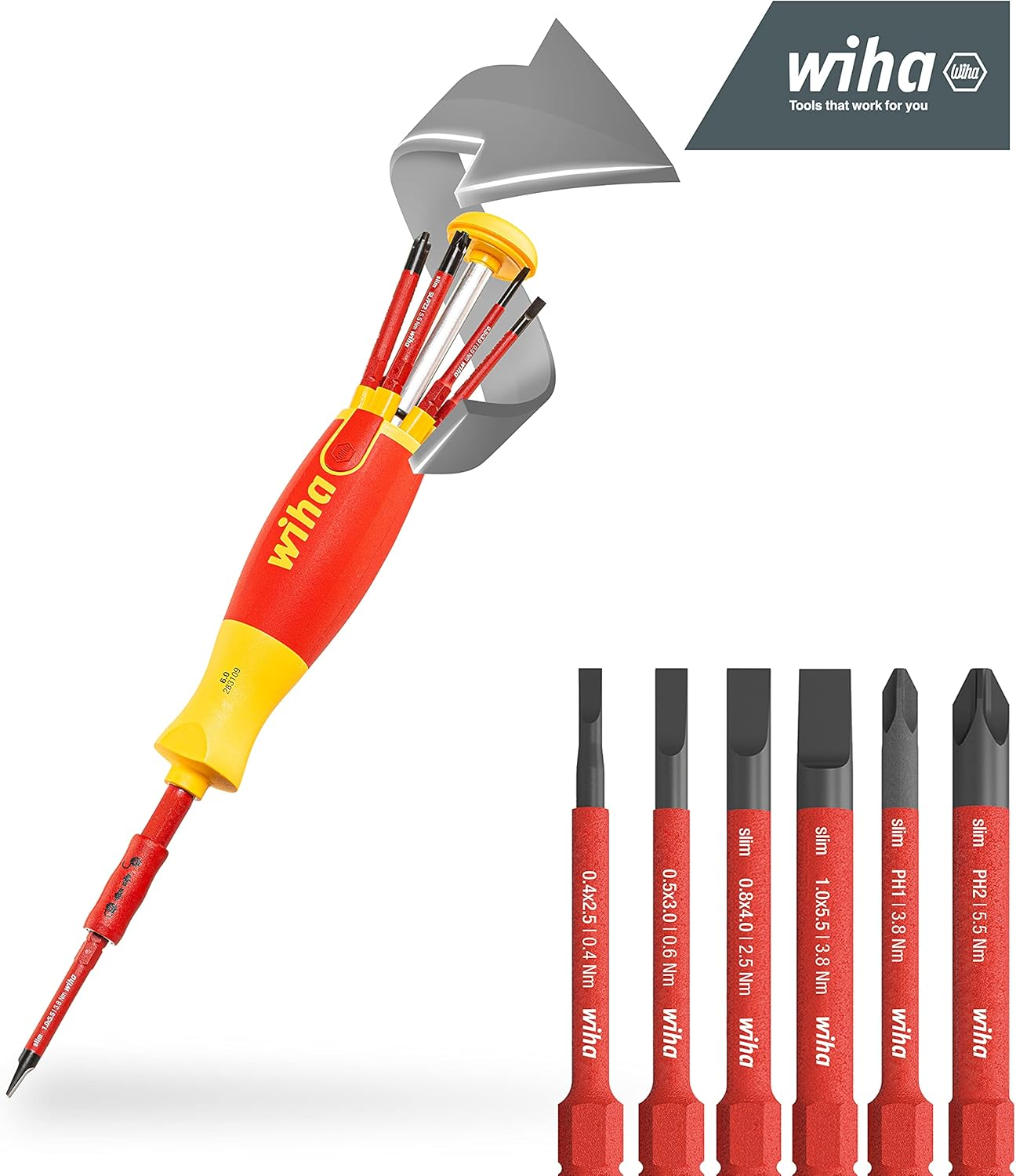 Wiha Liftup Magazine Bit Holder Slim Screwdriver Set (7 Pieces) image number 1