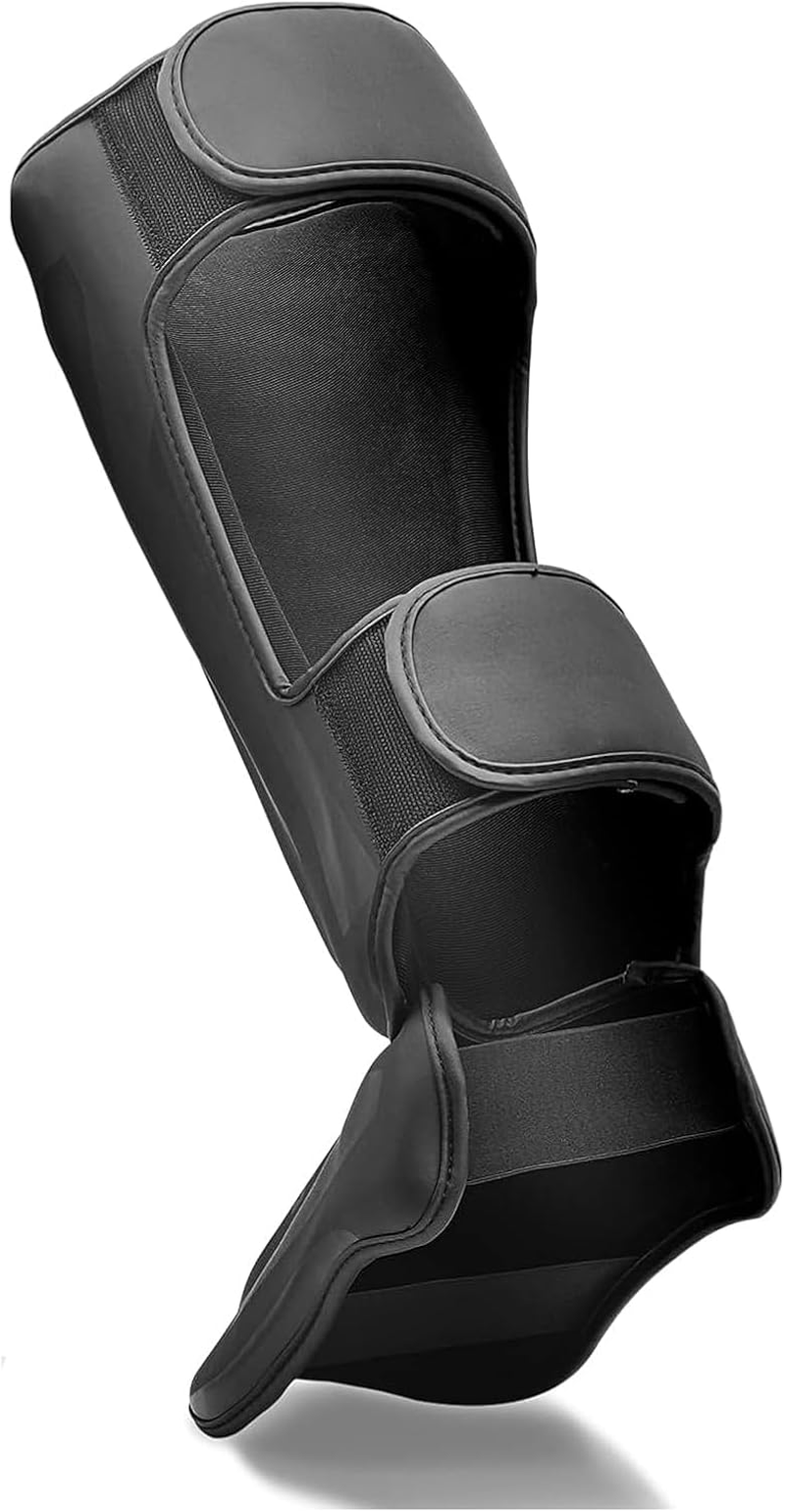 Homodoskey Sports Shin Guards &ndash; Boxing Muay Thai Instep Leg Protector for Martial Arts, Kickboxing, BJJ, Karate, Taekwondo &ndash; PU Leather Reinforced MMA Shin Guards with Foam Padding image number 7