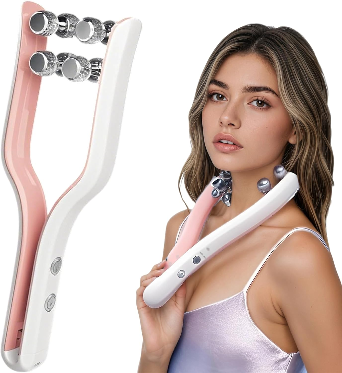Double Chin Remover Roller Smbrige V-Face Lifting Device, 3 EMS Modes Face Massager, Double Chin Firmer for Anti-Wrinkles Farewell to Large and Small Faces Facial Slimming