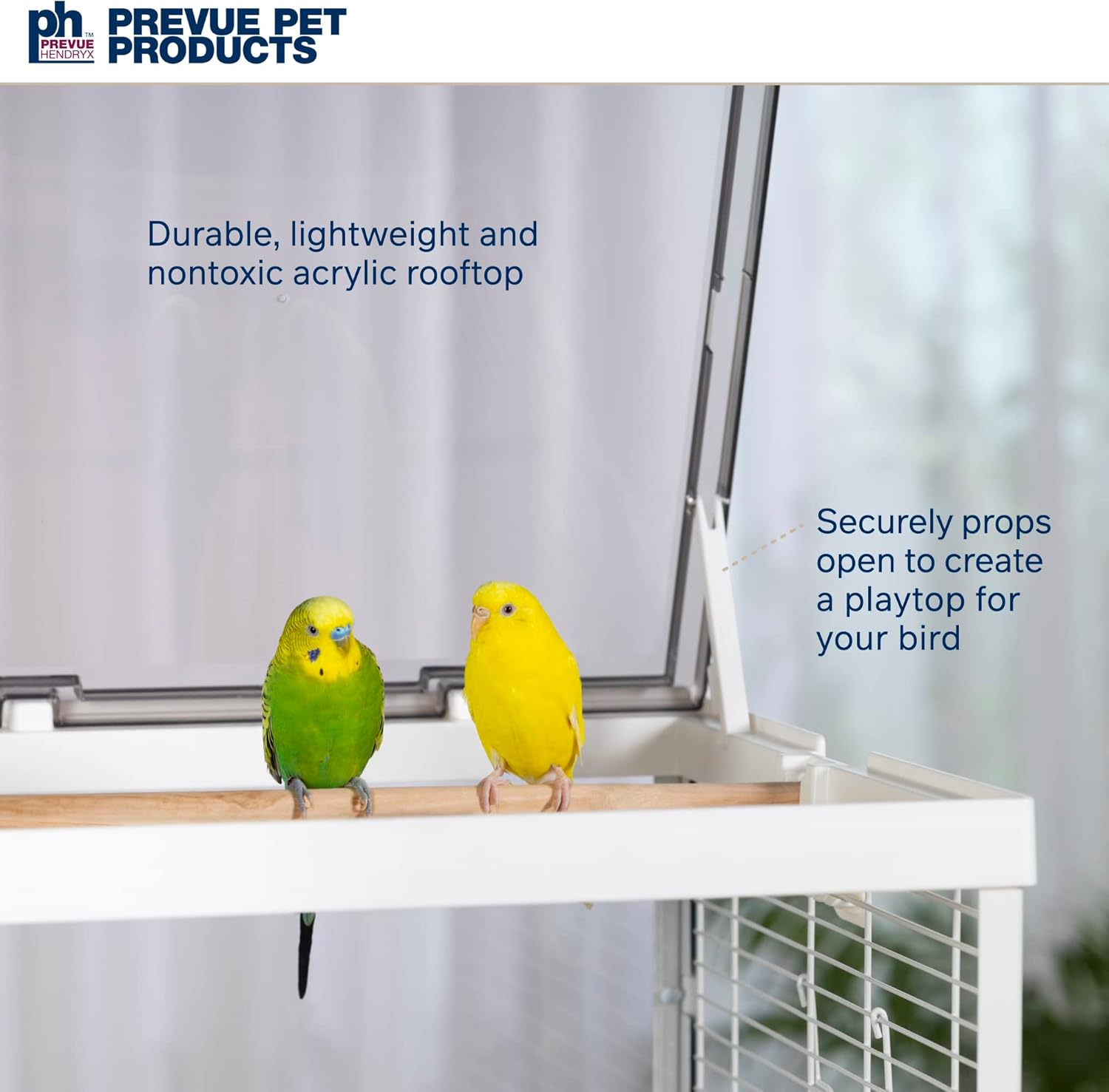 Prevue Pet Products Clear View Glass Bird Cage Crystal Palace for Small Birds - White Frame - Black image number 4