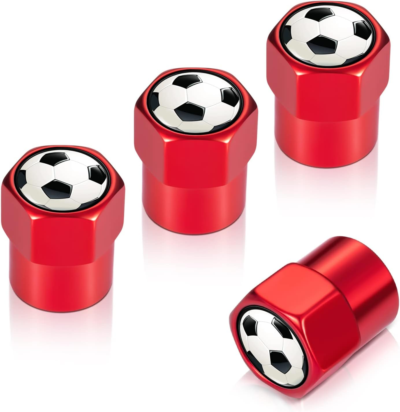Tire Valve Stem Caps,Wheel Caps Compatible with Metal Air Valve Cover Car Accessory,4 Pcs(Red)