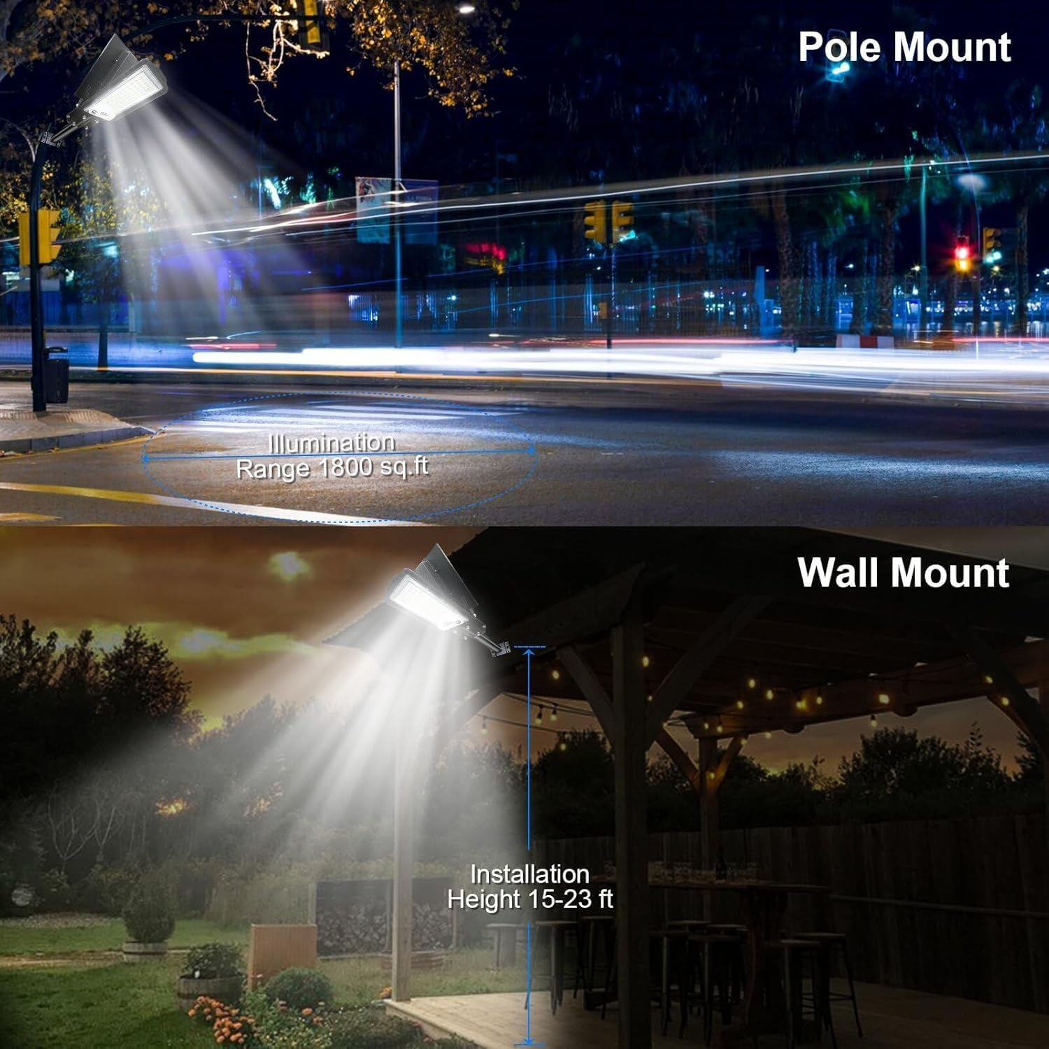 Solar Street Lights Outdoor,6500K Solar Commercial Lighting Fixture, Dusk to Dawn Lights,30000Lm Security Flood Light with Remote Control for Yard, Parking Lot, Playground IP66 Waterproof image number 3