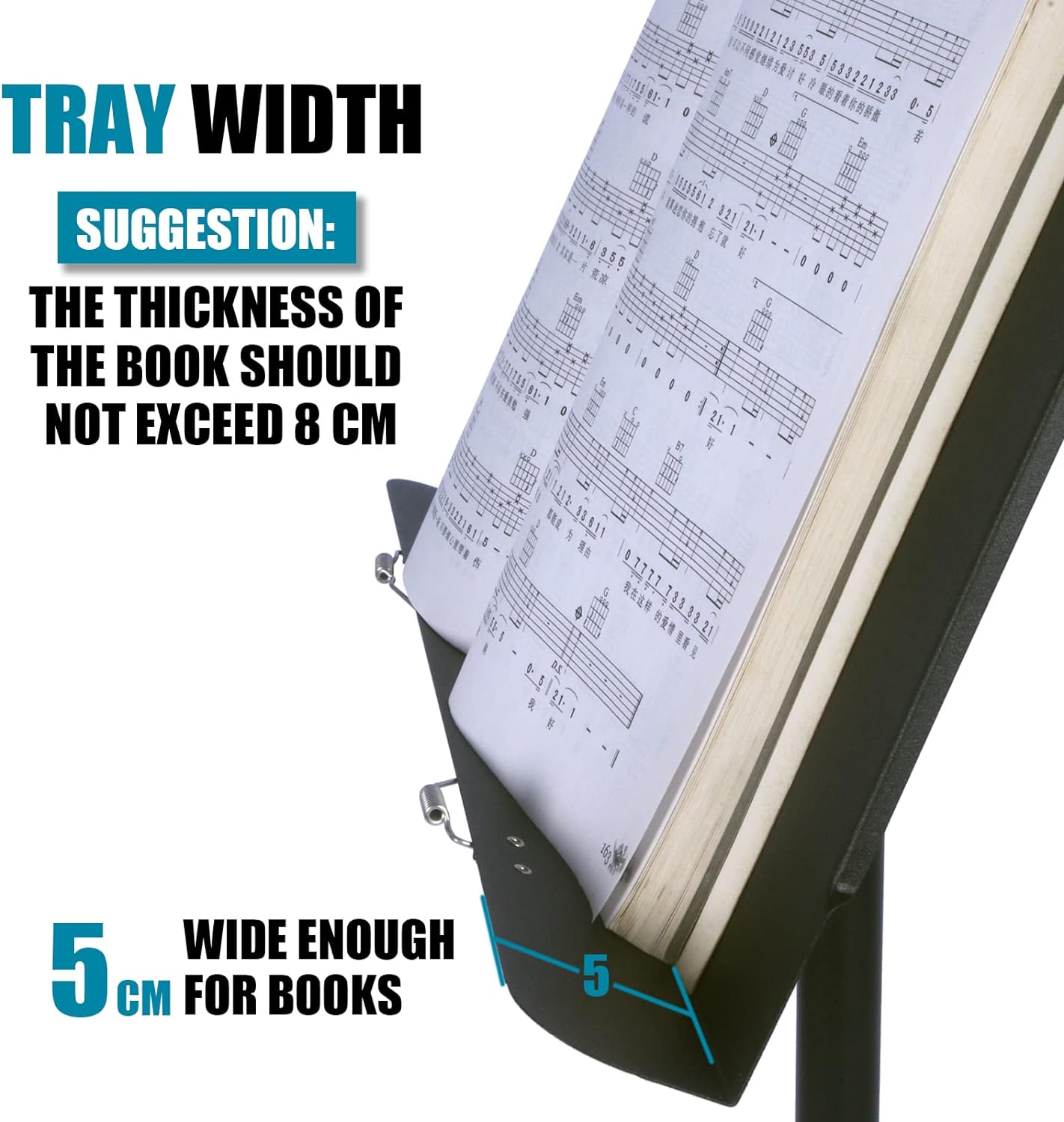 GLEAM Sheet Music Stand - 5 In1 Desktop Book Stand Metal with Carrying Bag Folder and Clamp
