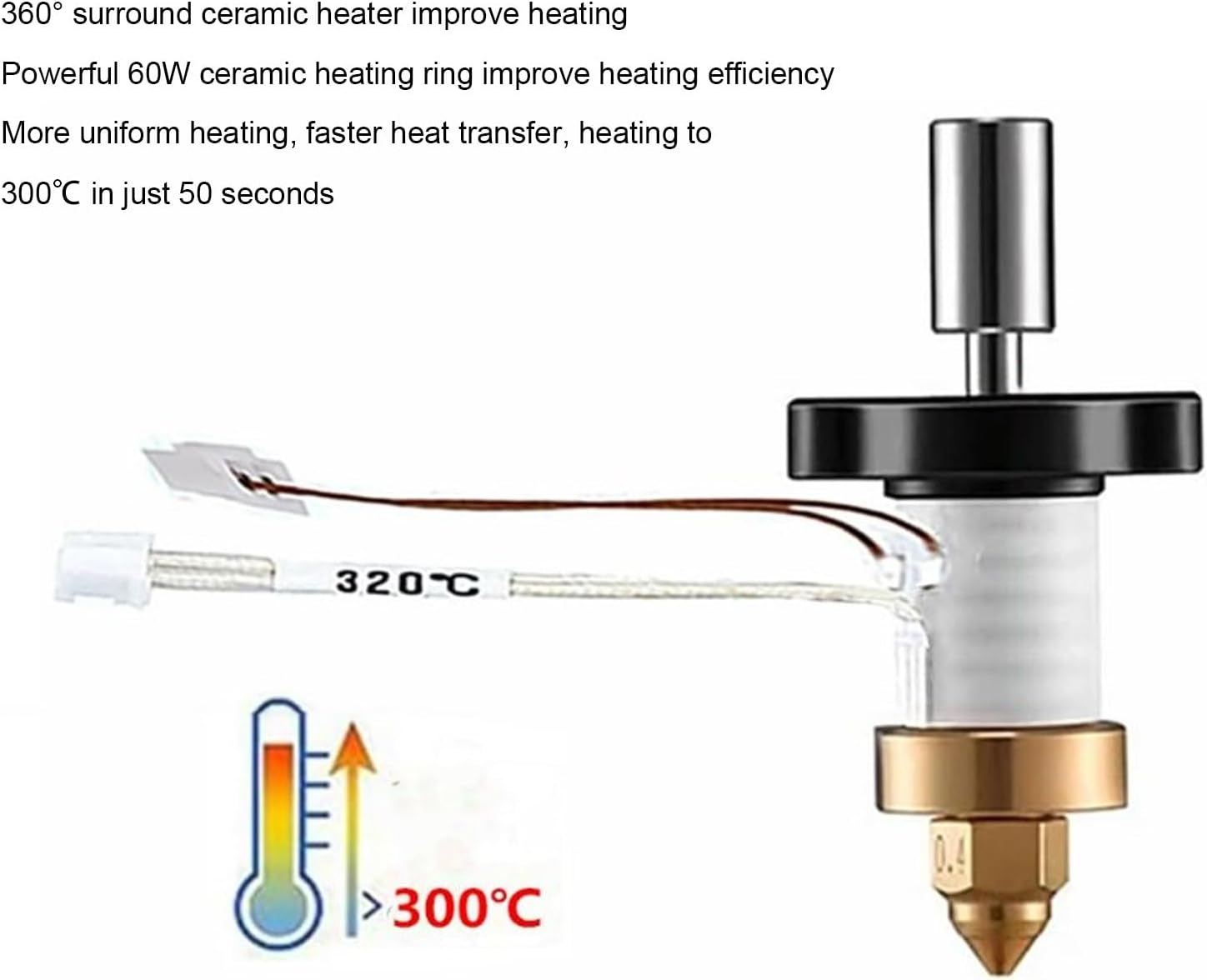 Ceramic Heater Thermistor Kit 60W for CREALITY K1/K1 Maximum, 3D Printer Hotend Replacement Accessories, Creality K1 Thermistor, K1 Max Thermistor, Creality Thermistor image number 2