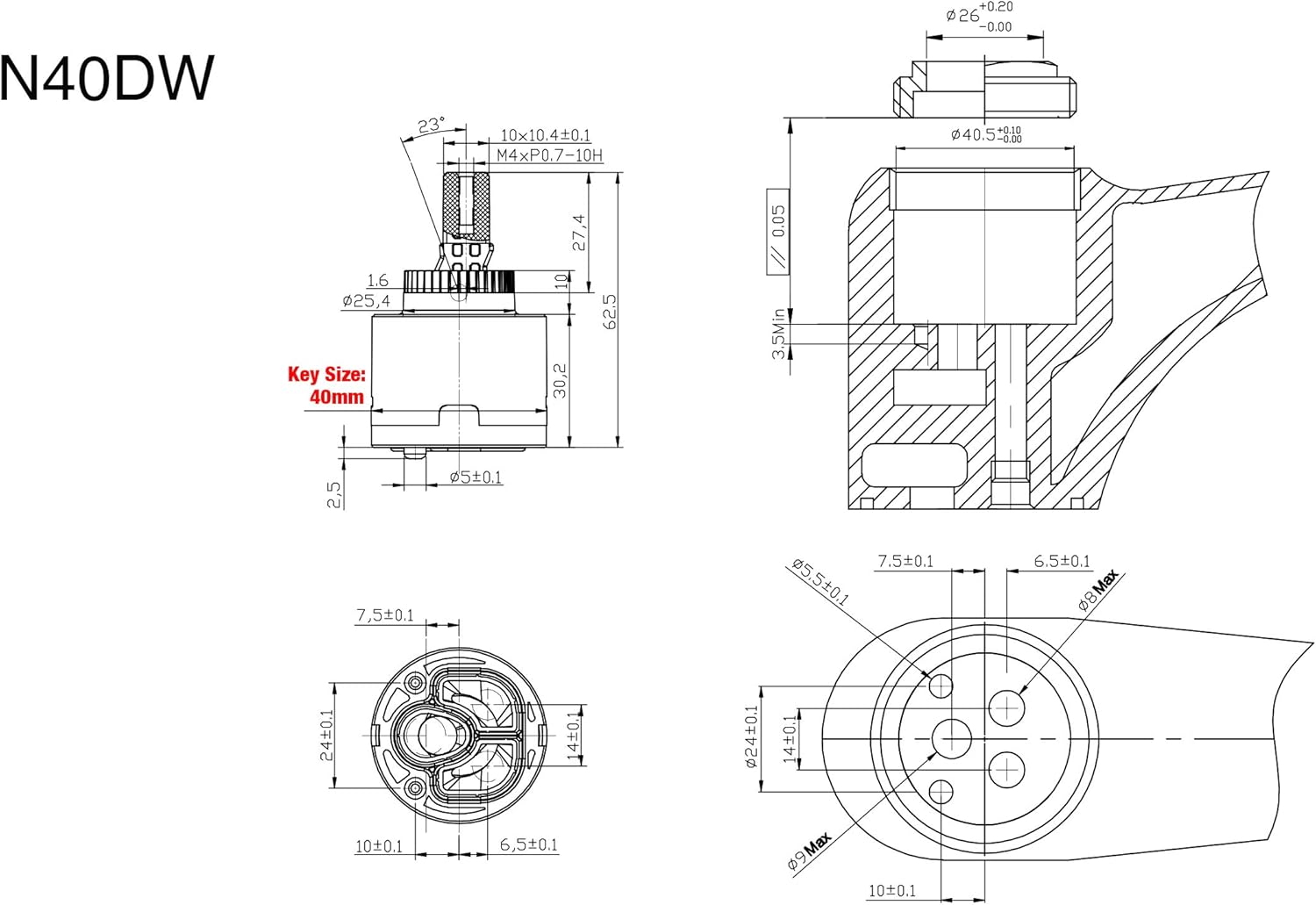 Kelica Watermark Approved N40DW 40Mm Faucet Replacement Ceramic Disc Cartridge image number 1